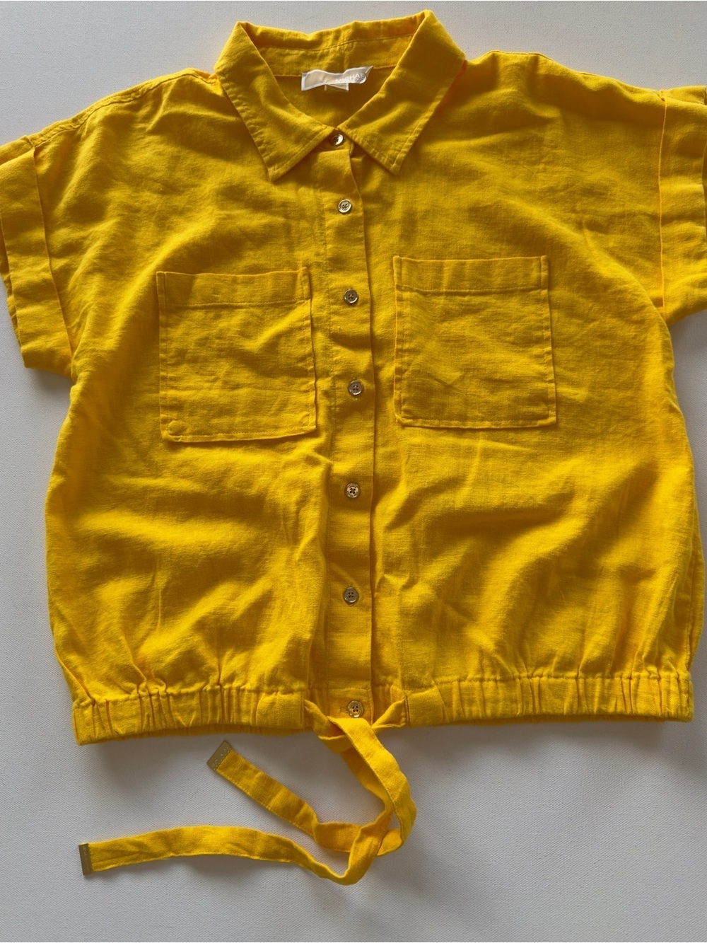 EUC Women's Michael Kors Short Sleeve Linen Blend Blouse Size Medium (D2)